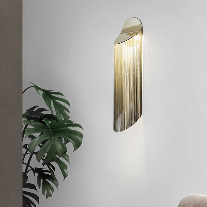 Hanging Chains Wall Light Fixture Nordic Aluminum 2 Heads Gold Wall Mounted Lamp for Bedroom