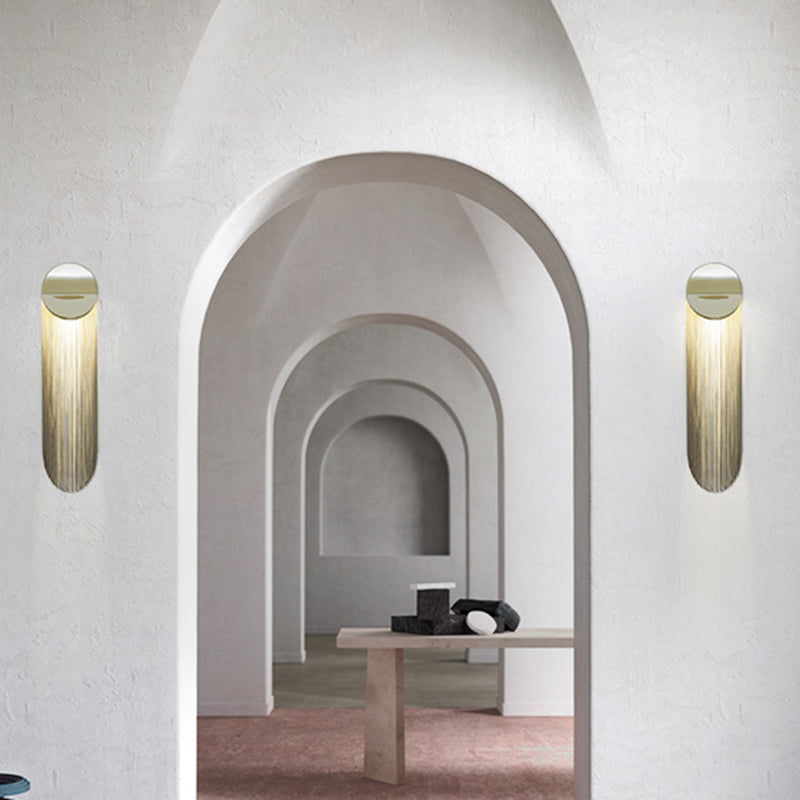 Hanging Chains Wall Light Fixture Nordic Aluminum 2 Heads Gold Wall Mounted Lamp for Bedroom