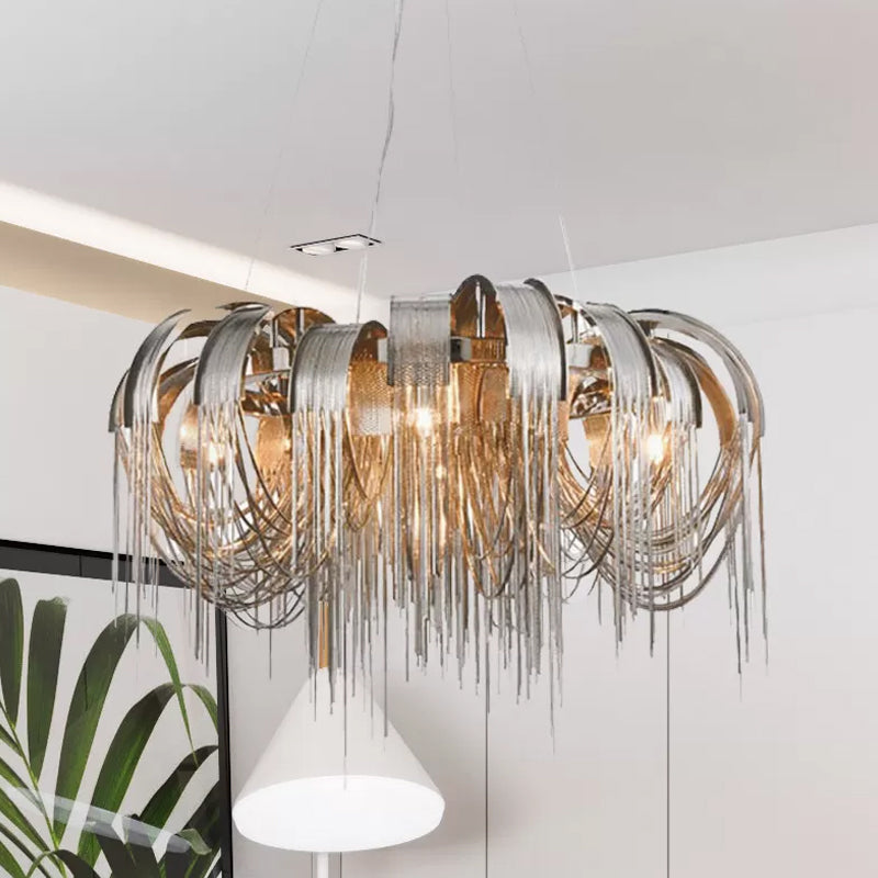 Stream Chandelier Lighting Modern Aluminum Chain LED Suspension Lamp for Dining Room