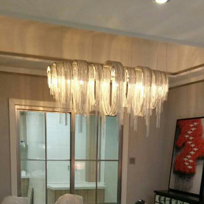 Lampada lampadario a catena lampada a sospensione in alluminio a LED contemporaneo Luce a sospensione per soggiorno