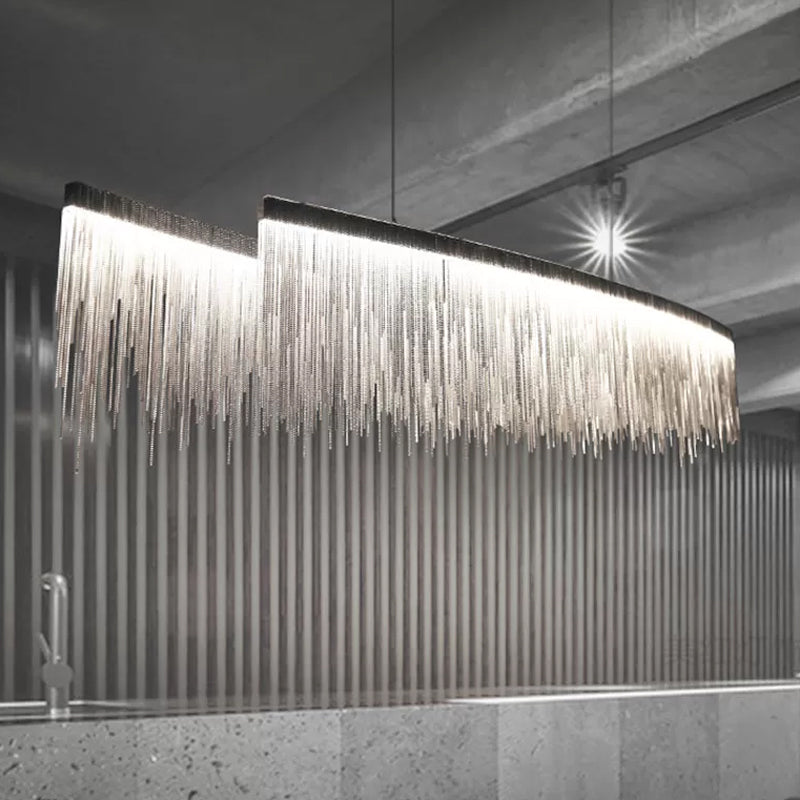 Modernismo LED Lampella a soffitto ciondolo a goccia lineare con tonalità in alluminio per soggiorno