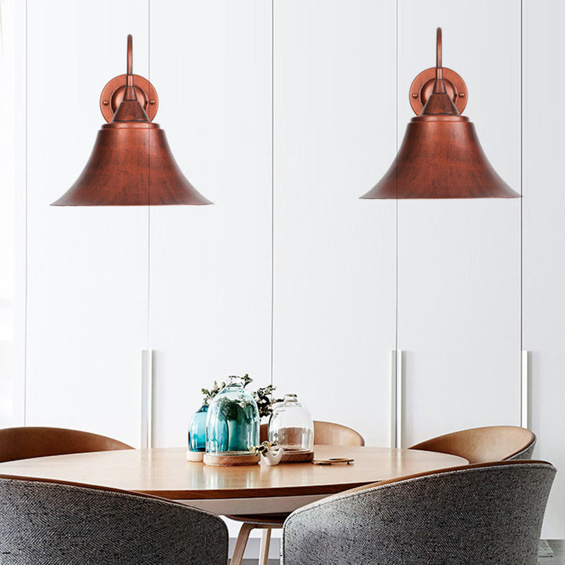 Flared Metal Wall Light Fixture Farmhouse 1 Head Dining Room Wall Lamp with Curved Arm