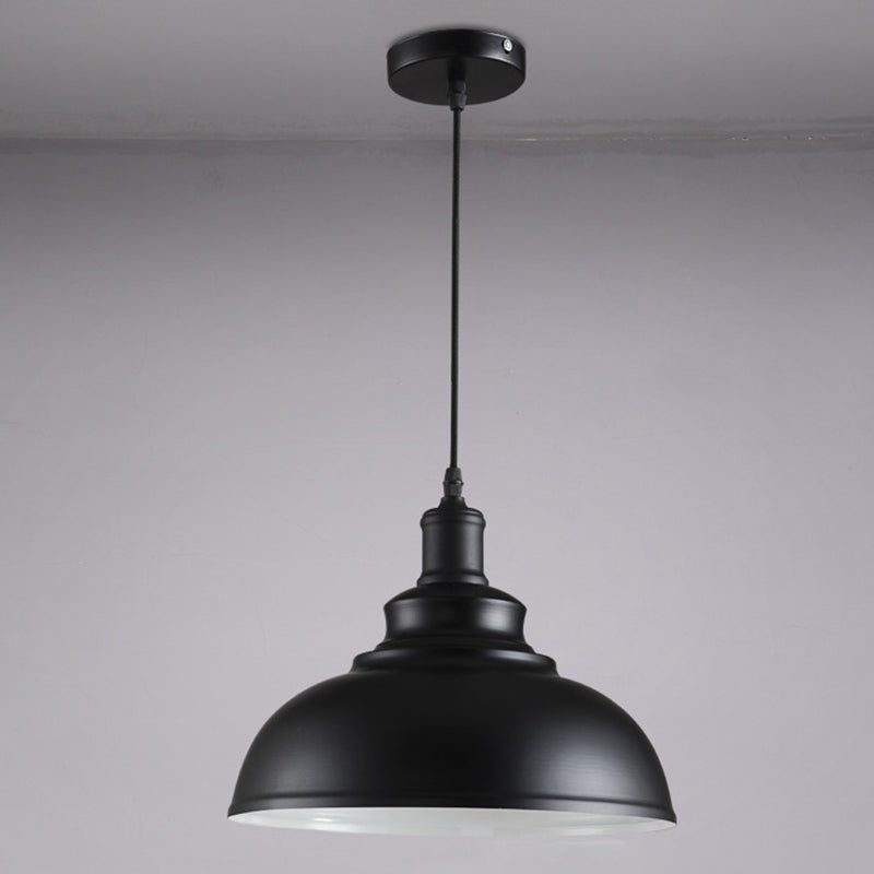 Black Bowl Suspension Light Fixture Industrial Style Metal 1-Bulb Dining Room Hanging Lamp Kit