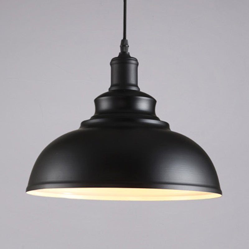 Black Bowl Suspension Light Fixture Industrial Style Metal 1-Bulb Dining Room Hanging Lamp Kit
