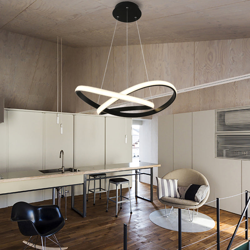 Seamless Curves Ceiling Light Minimal LED White/Black Chandelier Pendant in Warm/White Light