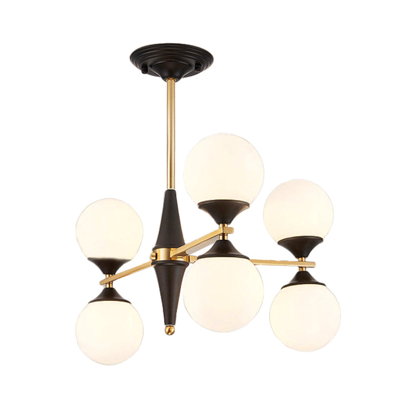 Global Chandelier Pendant Modernist White Glass 6/8/10 Lights Black Led Hanging Lamp for Dining Room