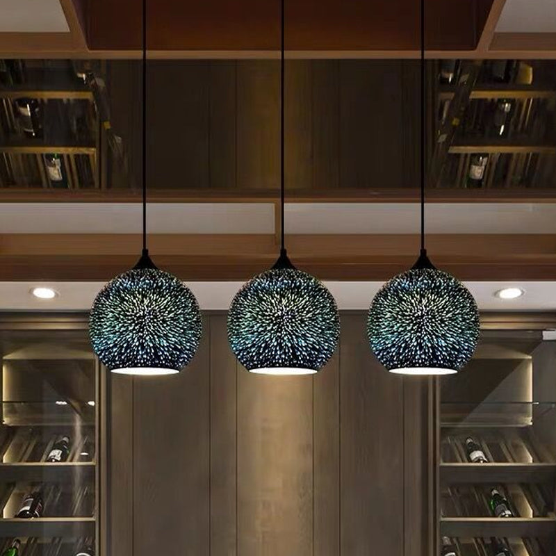 Geometry Dining Room Pendant Lamp 3D Firework Glass 1 Bulb Modern Hanging Light Fixture