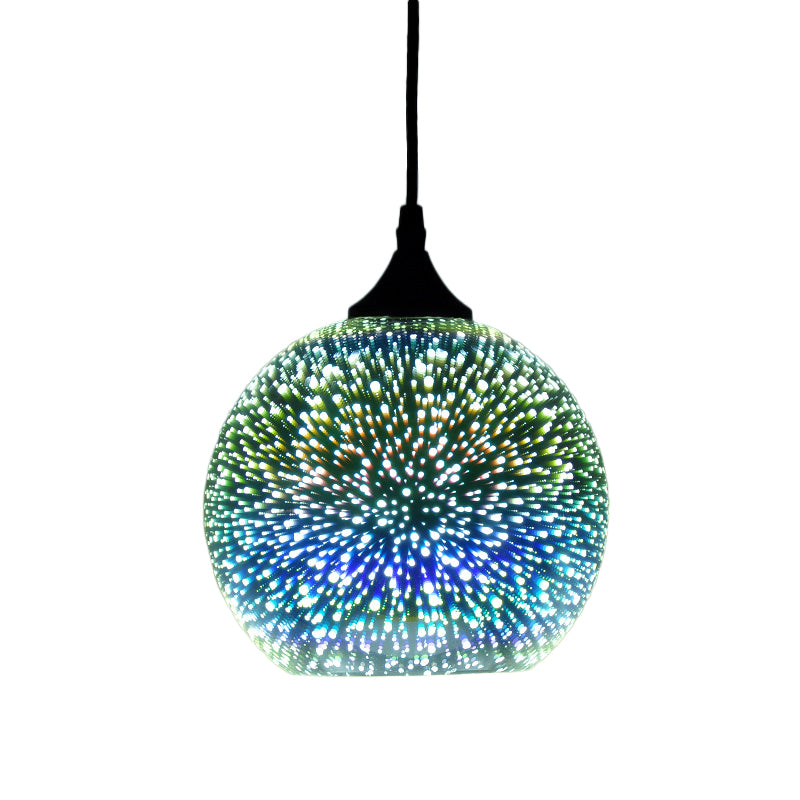 Geometry Dining Room Pendant Lamp 3D Firework Glass 1 Bulb Modern Hanging Light Fixture