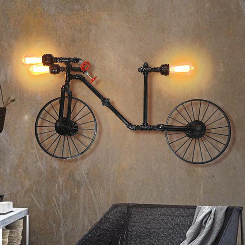 Black Water Pipe Wall Sconce Lighting Industrial Iron Restaurant Wall Light Fixture