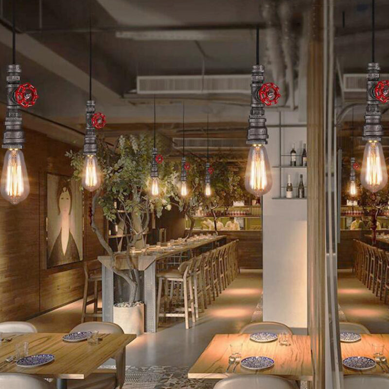 Pipe d'eau à l'éclairage pendentif en bronze en fer 1 tête à sailpunk soupape suspendue plafond plafond pour restaurant