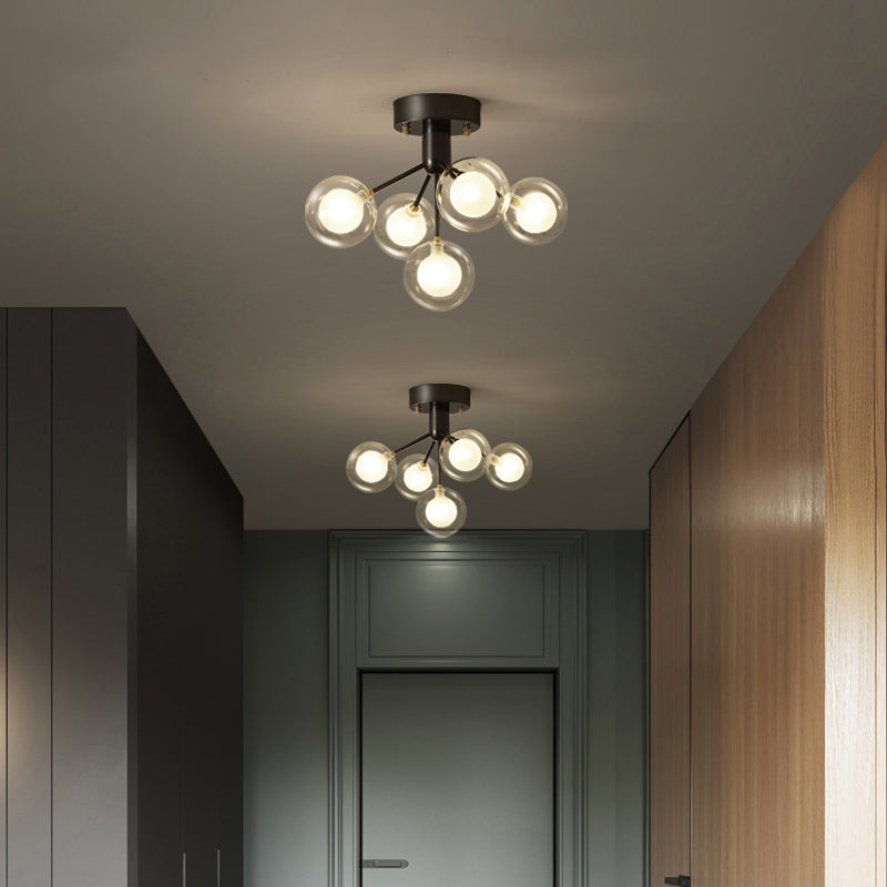Semi-affleurant moléculaire moderniste double verre 5 lumières proche du plafonnier pour couloir