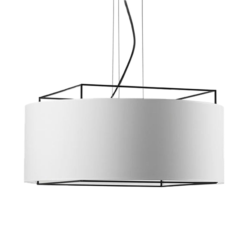 Modern Drum Pendant Light Fixture Fabric LED Hanging Ceiling Light in White/Black