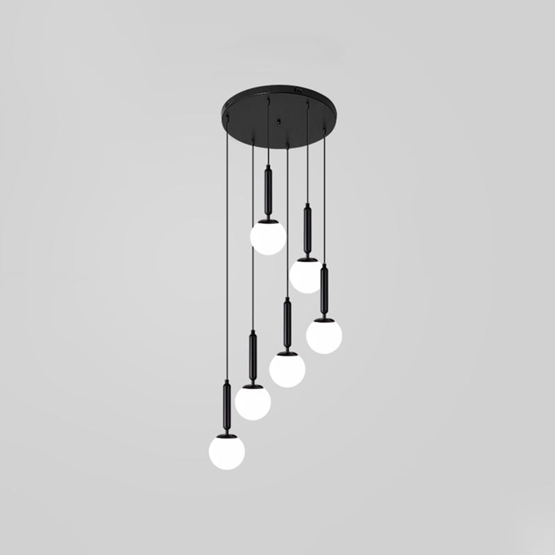 Opal Glass Global Multiple Hanging Light Simplicity Suspension Lighting for Stairs