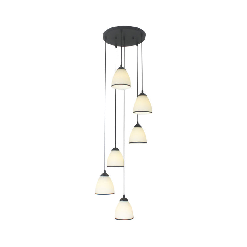 Dôme escaliers Swirl Cluster Pendant Light Opal Glass Glass Contemporary suspendre l'éclairage en noir
