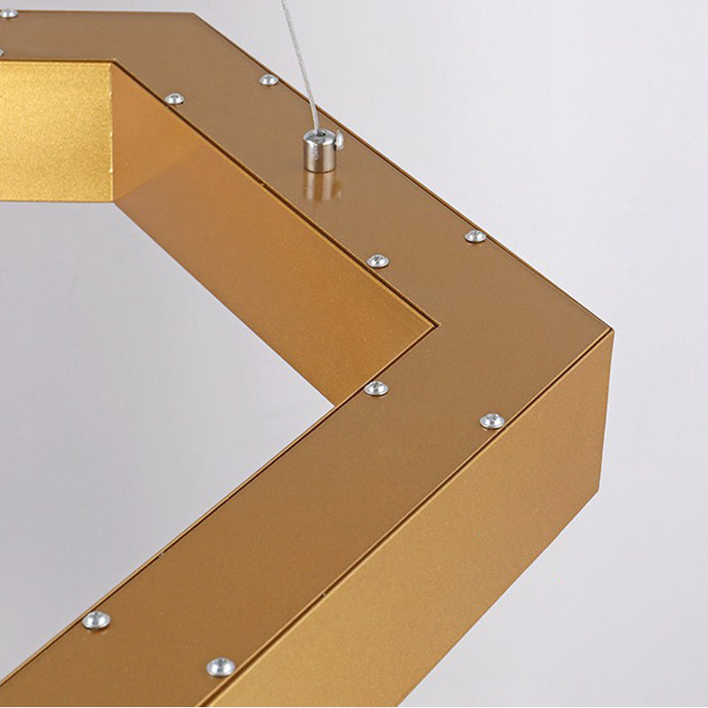Hexagon Metall Suspension Lampe modern 16 "/23,5" breites LED -goldener hängende Decke Anhänger Licht für Wohnzimmer, a/b