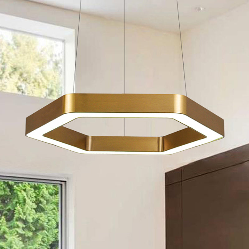 Hexagon Metall Suspension Lampe modern 16 "/23,5" breites LED -goldener hängende Decke Anhänger Licht für Wohnzimmer, a/b