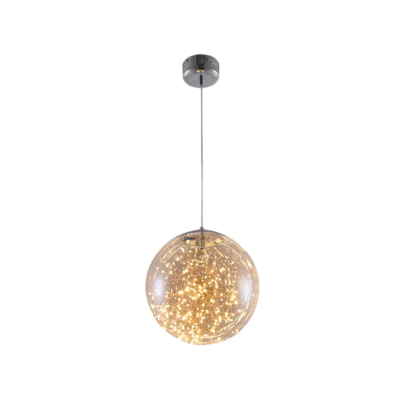 Ball Pendant Light Kit Minimal LED Glass Down Lighting with Inside Glowing String