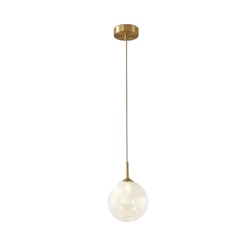 Moderne bol plafond hanger glazen eetkamer led suspensielamp in messing