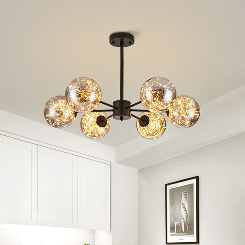 Lampadario a pendente globale modernista fumato fumio grigio vetro a led sospensione luce con corda luminosa