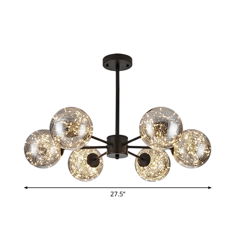 Lampadario a pendente globale modernista fumato fumio grigio vetro a led sospensione luce con corda luminosa