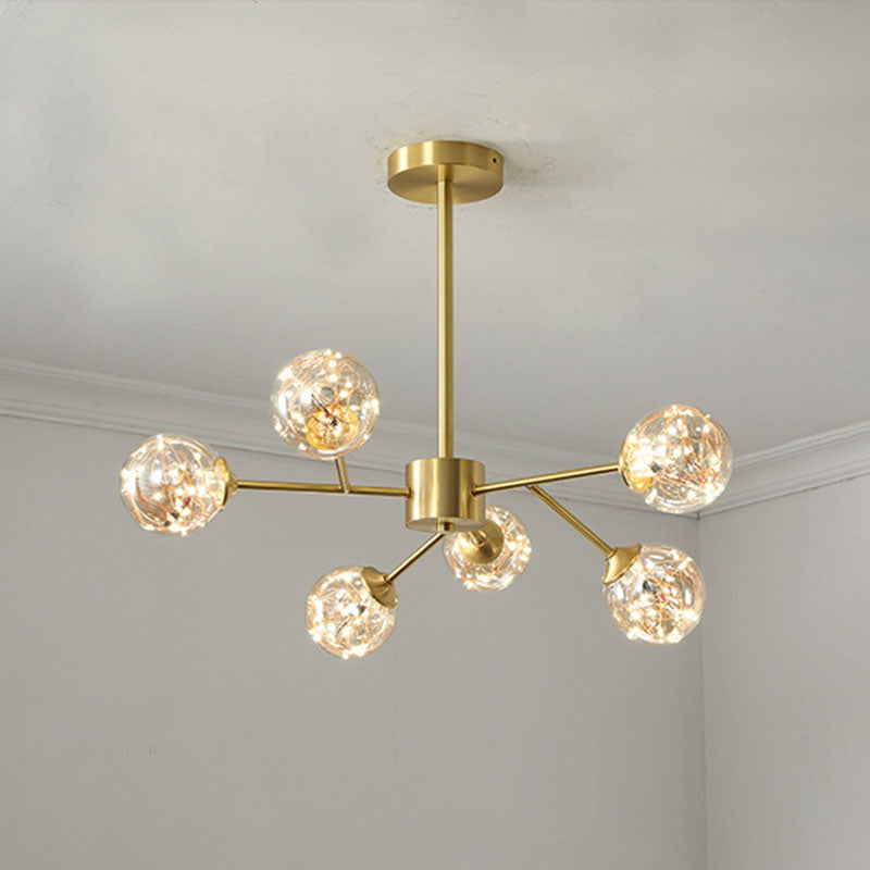 Lumo a pendolo Starburst Light Minimalist Metal soggiorno Lampada Lamdale con tonalità di bolle in oro