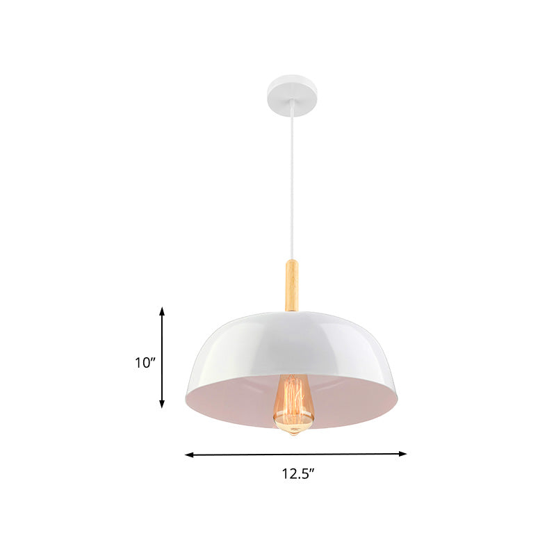 Lámpara de techo de tazón Estilo simple 1 Luz de colgante colgante negro/blanco para comedor para comedor, 12.5 "/19" de ancho
