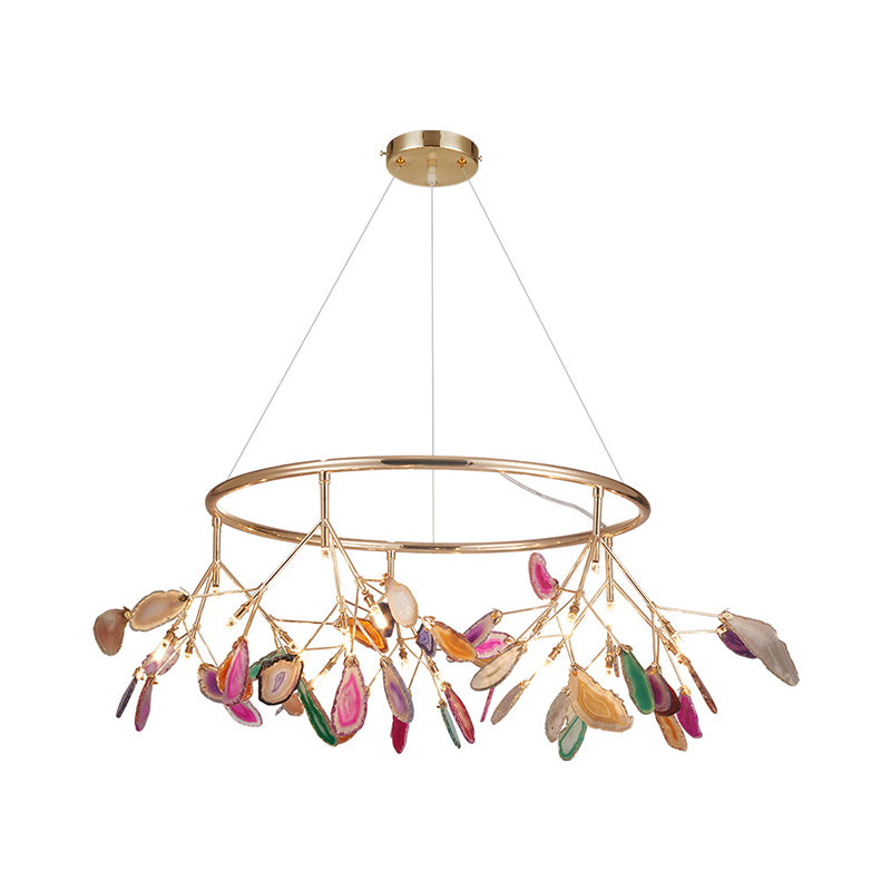 Blattprogramm Anhänger Kronleuchter Moderne LED Gold Hanging Leuchte für Wohnzimmer