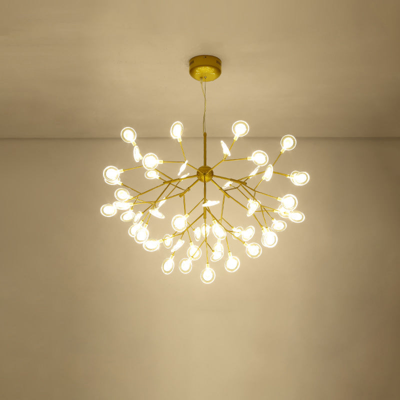 Simplicity Leaf Chandelier Lamp Acrylic Living Room LED Drop Pendant with Branch-Like Wireframe