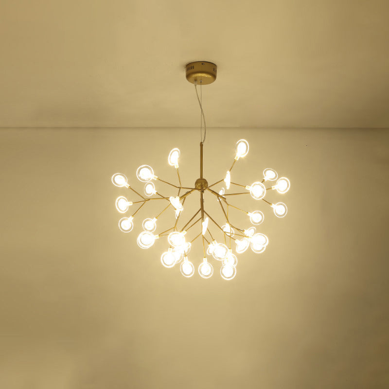 Simplicity Leaf Chandelier Lamp Acrylic Living Room LED Drop Pendant with Branch-Like Wireframe