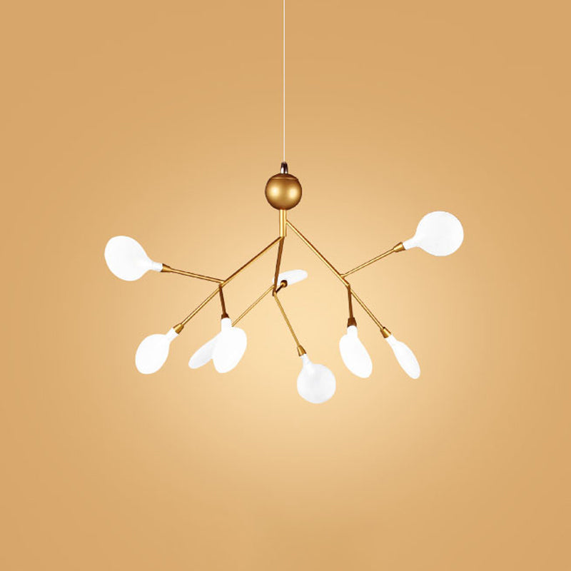 Simplicity Leaf Chandelier Lamp Acrylic Living Room LED Drop Pendant with Branch-Like Wireframe