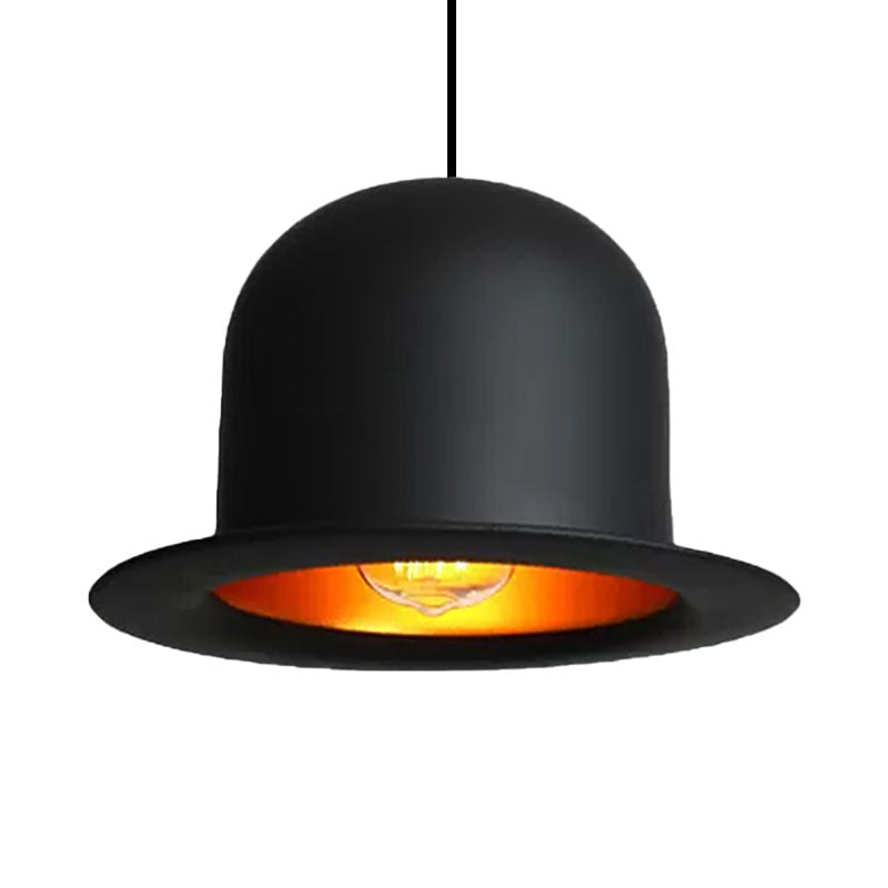 Luz de colgante de techo de sombrero 1 Metal moderno 1 Luz de comedor negro Luz colgante, 6.5 "/7" de ancho