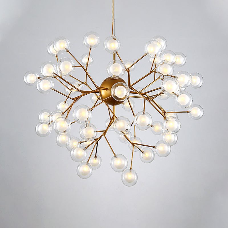 Simplicity LED Chandelier Lamp Bubble Pendant Lighting with Dual Glass Shade for Living Room