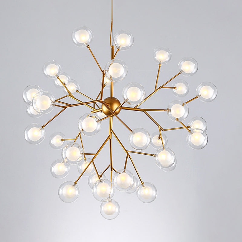 Simplicity LED Chandelier Lamp Bubble Pendant Lighting with Dual Glass Shade for Living Room