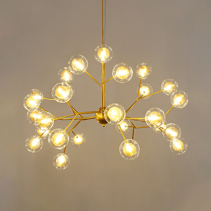 Simplicity LED Chandelier Lamp Bubble Pendant Lighting with Dual Glass Shade for Living Room