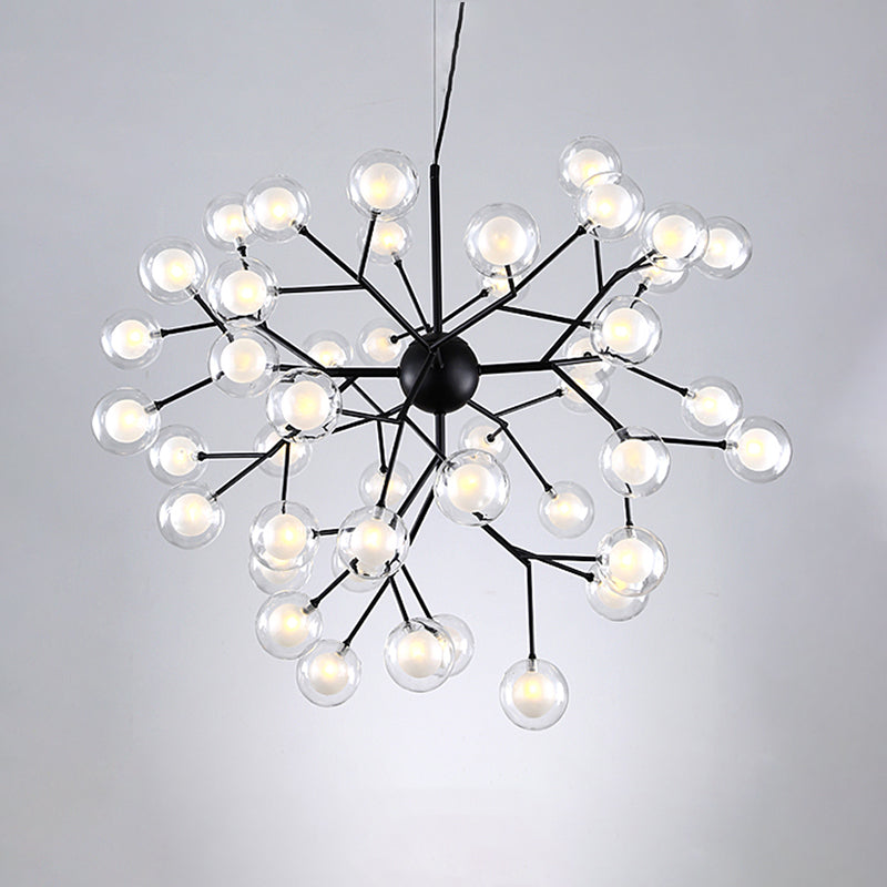 Simplicity LED Chandelier Lamp Bubble Pendant Lighting with Dual Glass Shade for Living Room