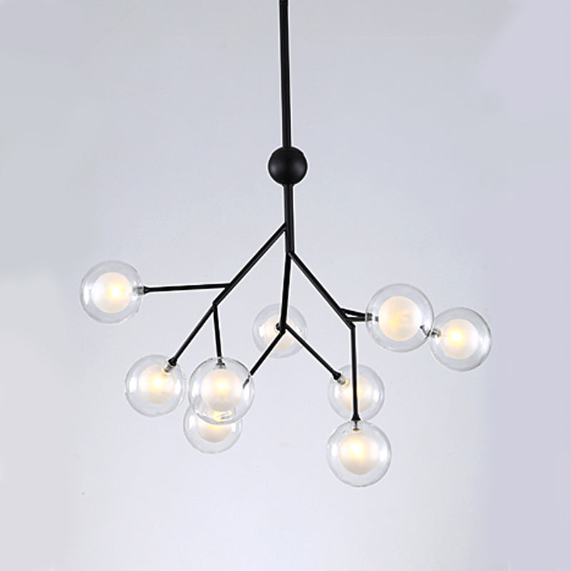 Simplicity LED Chandelier Lamp Bubble Pendant Lighting with Dual Glass Shade for Living Room