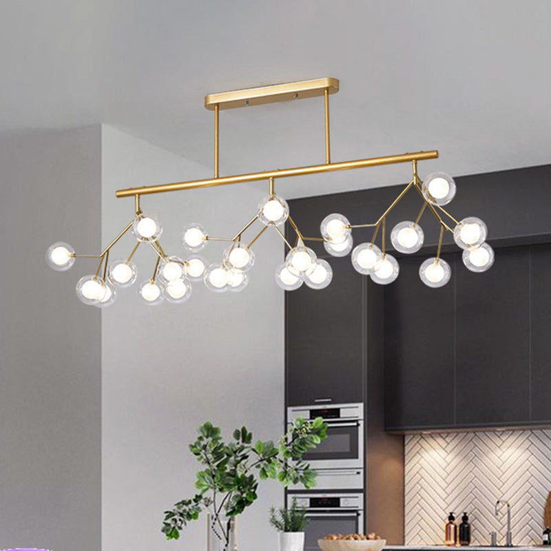 Metal Linear Island Light Fixture Modernist LED Pendant Lamp with Branching Design