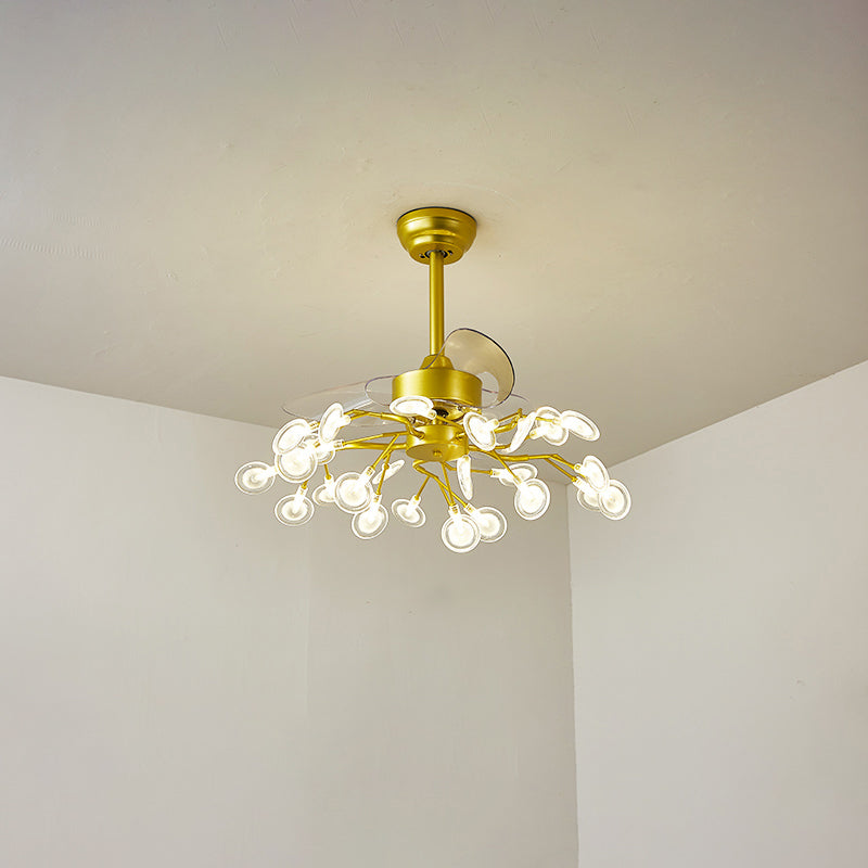 3-Blade Acryl Firefly Deckenlüfter Leicht minimalistische LED-Semi-Flush für Wohnzimmer