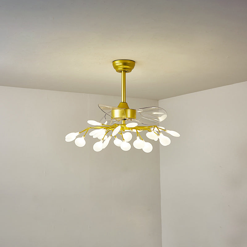 3-Blade Acryl Firefly Deckenlüfter Leicht minimalistische LED-Semi-Flush für Wohnzimmer