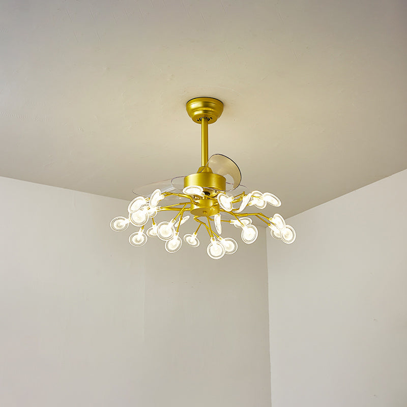 3-Blade Acryl Firefly Deckenlüfter Leicht minimalistische LED-Semi-Flush für Wohnzimmer