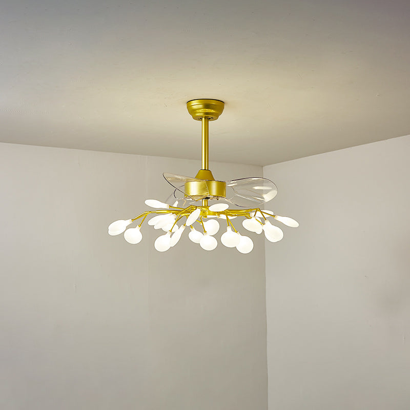 3-Blade Acryl Firefly Deckenlüfter Leicht minimalistische LED-Semi-Flush für Wohnzimmer