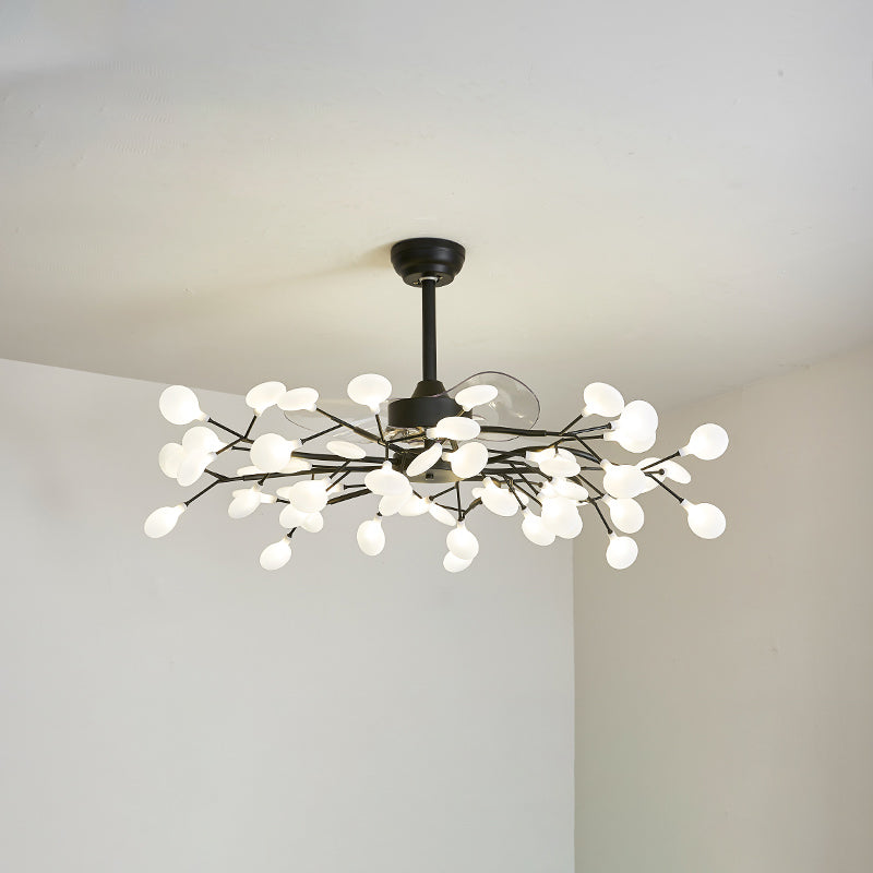 3-Blade Acryl Firefly Deckenlüfter Leicht minimalistische LED-Semi-Flush für Wohnzimmer