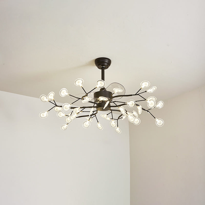 3-Blade Acryl Firefly Deckenlüfter Leicht minimalistische LED-Semi-Flush für Wohnzimmer