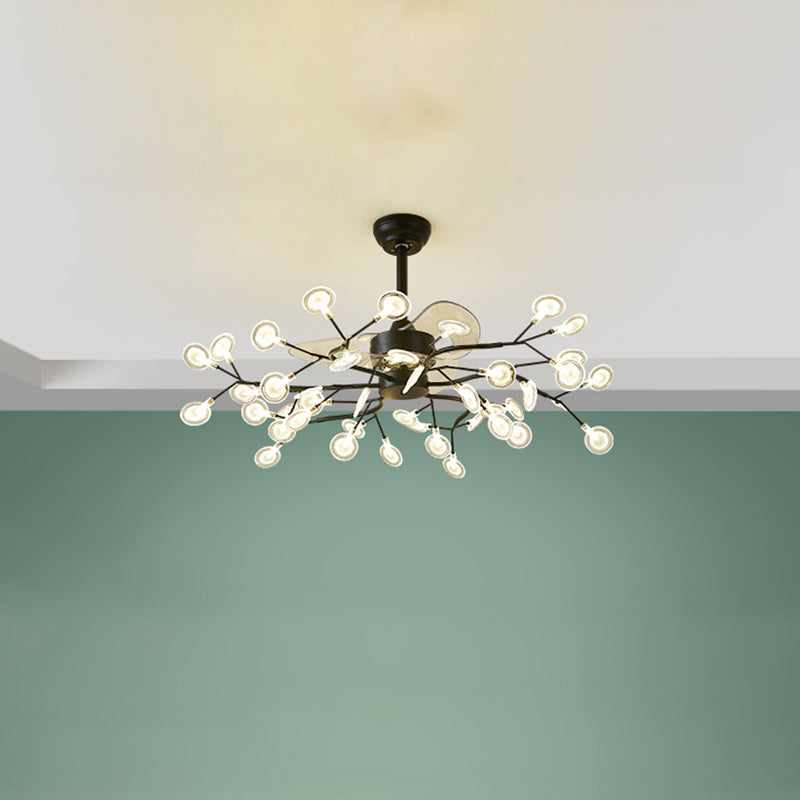 3-Blade Acryl Firefly Deckenlüfter Leicht minimalistische LED-Semi-Flush für Wohnzimmer