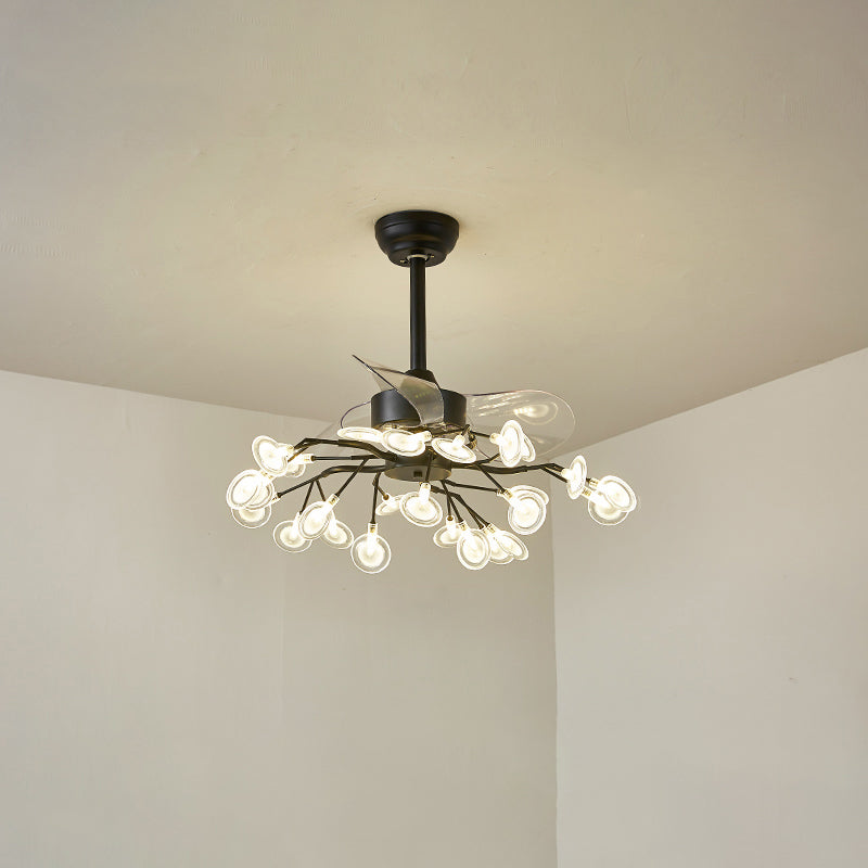 3-Blade Acryl Firefly Deckenlüfter Leicht minimalistische LED-Semi-Flush für Wohnzimmer