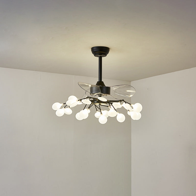 3-Blade Acryl Firefly Deckenlüfter Leicht minimalistische LED-Semi-Flush für Wohnzimmer