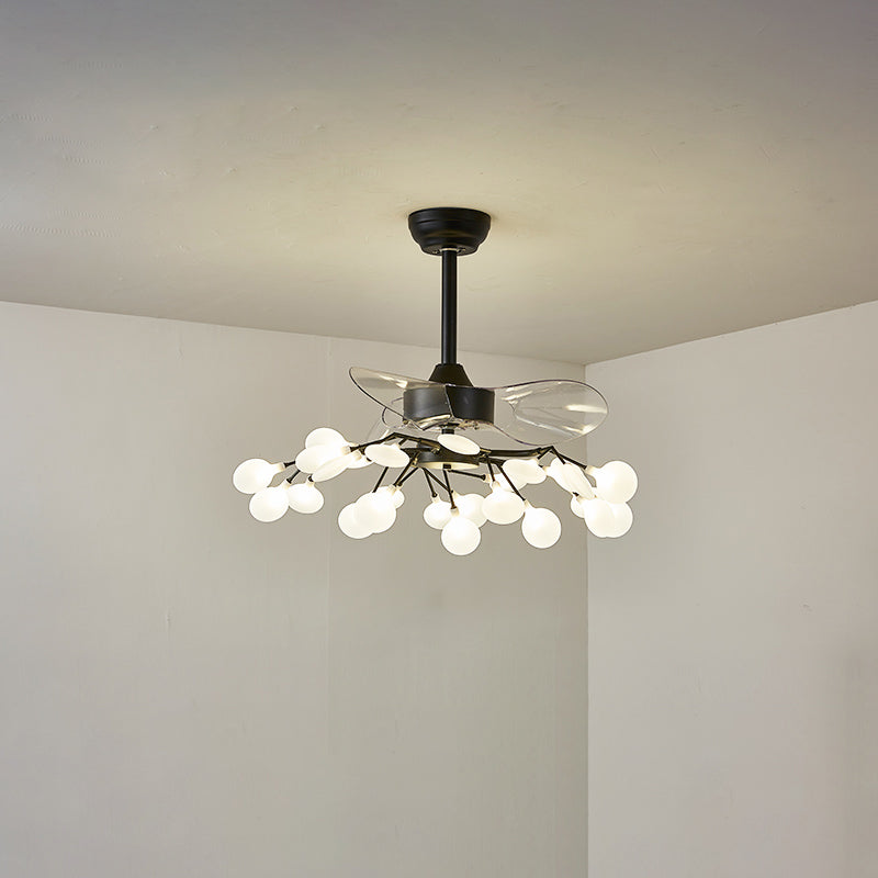 3-Blade Acryl Firefly Deckenlüfter Leicht minimalistische LED-Semi-Flush für Wohnzimmer