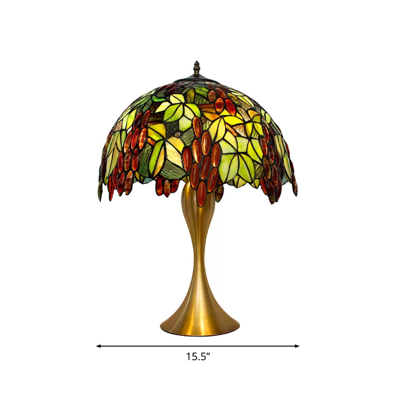 Single Head Great Room Desk Light Vintage Brass Night Lamp with Grape Dome Hand-Crafted Glass Shade