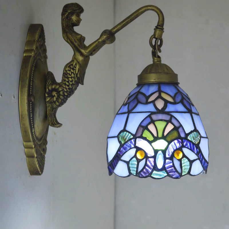 Brass 1 Head Wall Sconce Lighting Victorian Hand Cut Glass Geometry Wall Light for Dining Room
