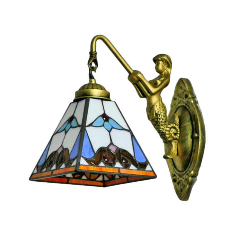 Brass 1 Head Wall Sconce Lighting Victorian Hand Cut Glass Geometry Wall Light for Dining Room